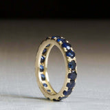 3ct Wedding Band Round Cut Sapphire Full Eternity Stackable 14k Yellow Gold Over