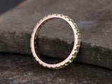 2ct Wedding Ring Band Round Cut Green Peridot Full Eternity 14k Rose Gold Finish