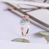 1ct Round Blue Aquamarine Engagement Ring Bezel Set Solitaire 14k Rose Gold Over