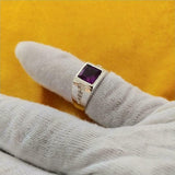 1ct Asscher Cut Purple Amethyst Solitaire with Accent Ring 14k White Gold Finish