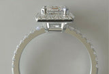 2ct Emerald Cut VVS1D Diamond Engagement Ring Accents Halo 14k White Gold Finish