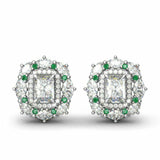 6Ct Radiant Cut Diamond Emerald Gatsby Cocktail Stud Earring 14K White Gold Over