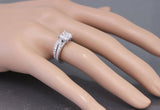 Split Shank Bridal Set Engagement Ring 2ct Princess Diamond 14k White Gold Over