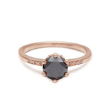 0.5ct Round Black Diamond Engagement Ring 14k Rose Gold Finish 6 Prong Solitaire