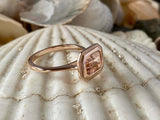 2.4ct Emerald Cut Peach Morganite Solitaire Milgrain Ring 14k White Gold Finish