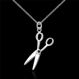 Cute Petite Scissor Tailor Craft Gift Sewing Chain Pendant 14k White Gold Finish