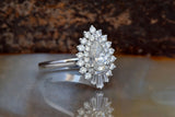 Halo Vintage Promise Engagement Ring 1ct Pear Cut Diamond 14k White Gold Finish