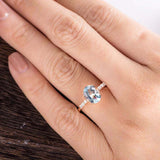 2ct Oval Cut Blue Aquamarine Diamond Accents Engagement Ring 14k RoseGold Finish