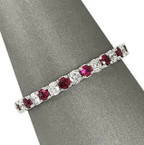 2Ct Round Cut Alternating Pink Ruby Diamond Wedding Band 14K White Gold Finish