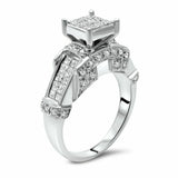 3.5Ct Princess Cut Diamond Unique Royal Engagement Ring 14K White Gold Finish