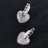 2.3ct Round Cut Diamond Heart Shape Hollow Hoop Earrings 14k White Gold Finish