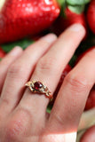 1ct Round Cut Pink Ruby Engagement Ring Leaf Vine Solitaire 14k Yellow Gold Over