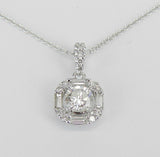 2ct Round Cut VVS1 Diamond Baguette Halo Pendant 14k White Gold Finish NO CHAIN