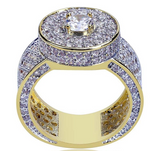 5ct Round Cut Diamond Iced Halo Engagement Wedding Ring Men 14k Yellow Gold Over