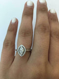 2ct Marquise Cut Diamond Engagement Ring Halo Solitaire Women 14k WhiteGold Over