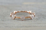 1ct Round Cut Diamond Wedding Band 14k Rose Gold Finish Petite Floral Stackable