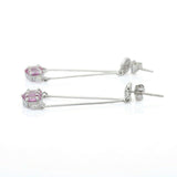 2ct Drop Earrings Oval Cut Pink Sapphire Dangling 14k White Gold Finish