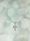 0.5ct Round Cut Diamond Mini Christ Cross Pendant with Chain 14k White Gold Over