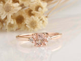 1ct Round Cut Peach Morganite Engagement Ring Diamond Trilogy 14k Rose Gold Over