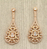 2ct Pear Cut VVS1 Diamond Elegant Royal Women Drop Earrings 14k Rose Gold Finish