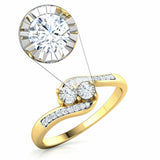 1.6ct Engagement Ring Round Diamond Twist Swirl Solitaire 14k Yellow Gold Finish