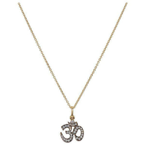 0.9ct Round Cut VVS1D Diamond Pendant Om Religious 14k Yellow Gold Over NO CHAIN