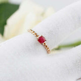 0.5ct Round Pink Ruby Engagement Ring Wire Mesh Band Solitaire 14k RoseGold Over