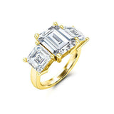 Asscher Accents Trilogy Engagement Ring 2.6ct Emerald Diamond 14k WhiteGold Over