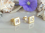 1.4ct Princess Cut Diamond Solitaire Women Stud Earrings 14k Yellow Gold Finish