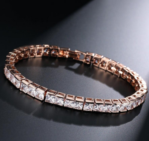 20Ct Princess Cut Sparkle Diamond Gatsby Tennis Bracelet 14K Rose Gold Finish