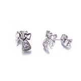 1.3ct Round Cut Diamond Angel Heart Wedding Stud Earrings 14k White Gold Finish