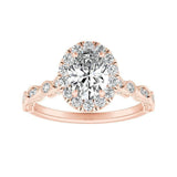 2Ct Oval Cut DVVS1 Diamond Milgrain Vintage Engagement Ring 14K Rose Gold Finish