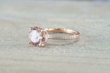 1.2ct Round Cut Morganite Engagement Ring 14k Rose Gold Finish Diamond Accents