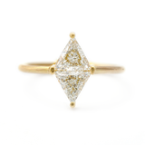 0.5ct Trillion Diamond Engagement Ring 14k Yellow Gold Over Rhombus Geometrical