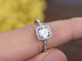 1ct Round Cut Diamond Engagement Ring 14k WhiteGold Finish Halo Antique Milgrain