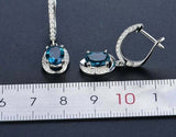 1.7ct Oval Cut London Blue Topaz Halo Drop Dangle Earrings 14k White Gold Finish