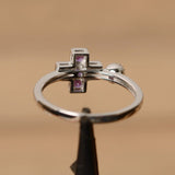 1.3ct Round Cut Purple Amethyst Jesus Cross Engagement Ring 14k White Gold Over