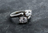 1.65ct Engagement Ring Oval Cut Diamond Two Stone Bypass 14k White Gold Finish