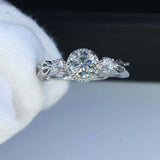 1.5ct Round Cut Diamond Engagement Ring Solitaire Trilogy 14k White Gold Finish