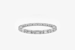 1.4ct Wedding Ring Band Baguette Cut Diamond Full Eternity 14k White Gold Finish