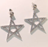 3ct Round Cut VVS1 Diamond Star Unique Design Drop Earrings 14k WhiteGold Finish