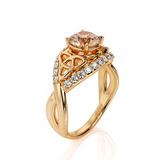 2ct Round Cut Peach Morganite Engagement Ring 14k Rose Gold Over Unique Infinity