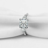 2ct Princess Diamond Engagement Ring Trillion Accent Trilogy 14k White Gold Over