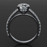 Solitaire with Accent Engagement Ring 1.5ct Round Cut Diamond 10k WhiteGold Over