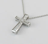 3ct Baguette Cut Diamond Jesus Cross Holy Pendant 14k White Gold Finish NO CHAIN