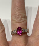 2.9ct Engagement Ring Oval Cut Pink Ruby Split Shank 14k Yellow Gold Finish