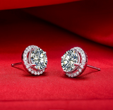 2.3ct Round Cut VVS1D Diamond Halo Solitaire Stud Earrings 18k White Gold Finish