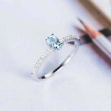 1.2ct Oval Cut Blue Aquamarine Accents with Solitaire Ring 14k White Gold Finish