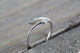 1ct Round Cut Diamond Engagement Ring Open Bypass Floral 14k White Gold Finish