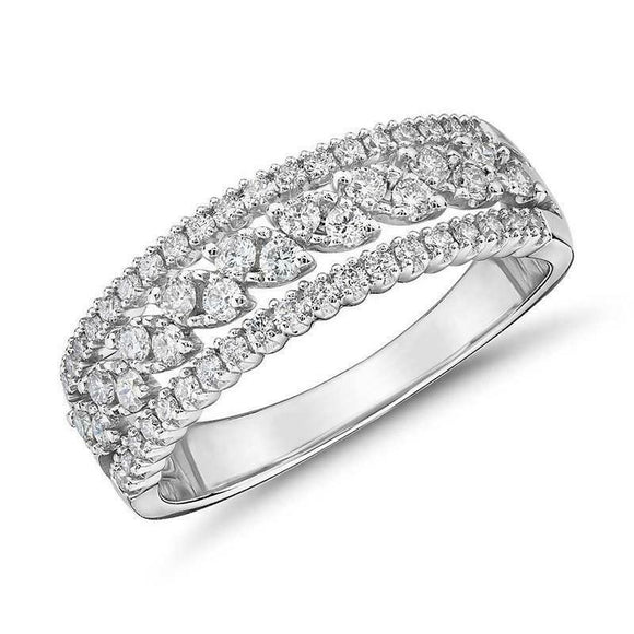 3Ct Round Cut Diamond Stackable Elegant Engagement Ring Band 14K White Gold Over